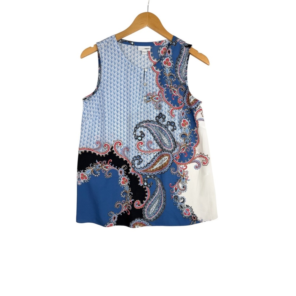J. Jill Paisley Print Sleeveless Tank Top size XS Blue/White
